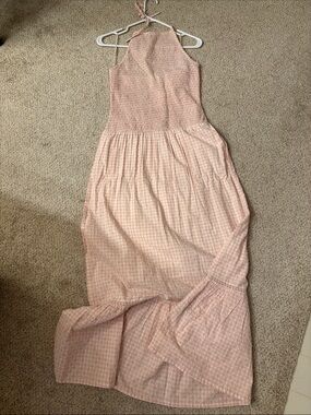 Pink and white Halter Maxi Dress